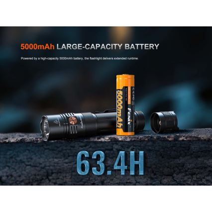 Fenix PD36RACE - Torcia ricaricabile LED dimmerabile LED/USB 5000 mAh IP68 3000 lm 63,45 h nera
