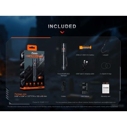 Fenix PD36RACE - Torcia ricaricabile LED dimmerabile LED/USB 5000 mAh IP68 3000 lm 63,45 h nera