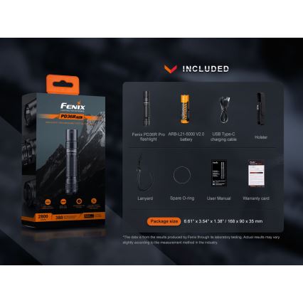 Fenix PD36RPRO - LED Torcia tattica ricaricabile LED/USB IP68 2800 lm 42 h 5000 mAh