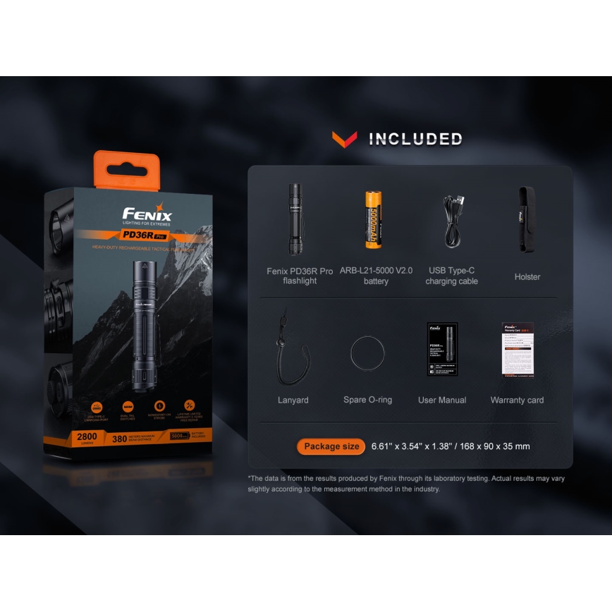 Fenix PD36RPRO - LED Torcia tattica ricaricabile LED/USB IP68 2800 lm 42 h 5000 mAh