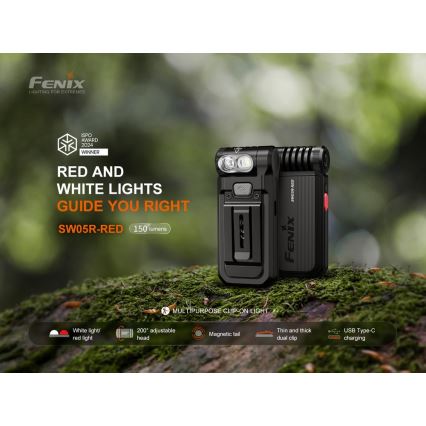 Fenix SW05RREDBLC - Torcia ricaricabile LED Dimmerabile LED/USB IPX6 150 lm 49 h 700 mAh nero