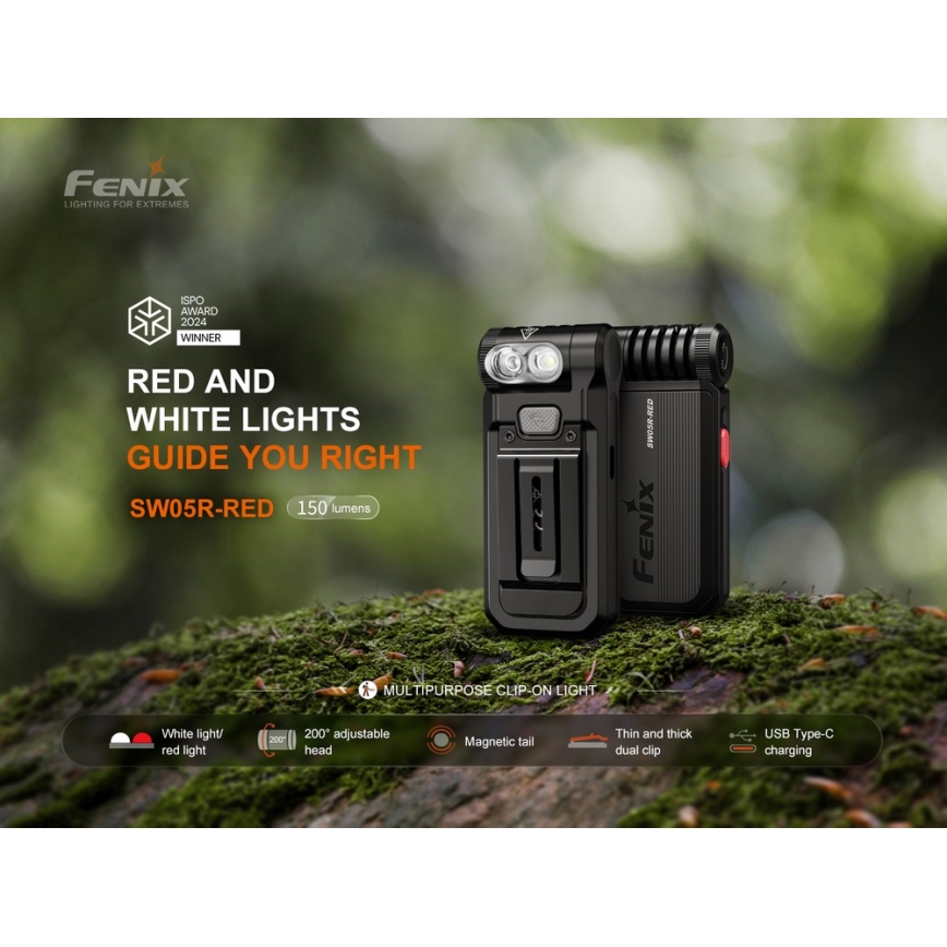 Fenix SW05RREDBLC - Torcia ricaricabile LED Dimmerabile LED/USB IPX6 150 lm 49 h 700 mAh nero