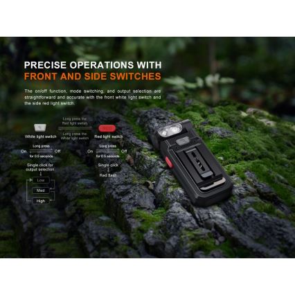 Fenix SW05RREDBLC - Torcia ricaricabile LED Dimmerabile LED/USB IPX6 150 lm 49 h 700 mAh nero