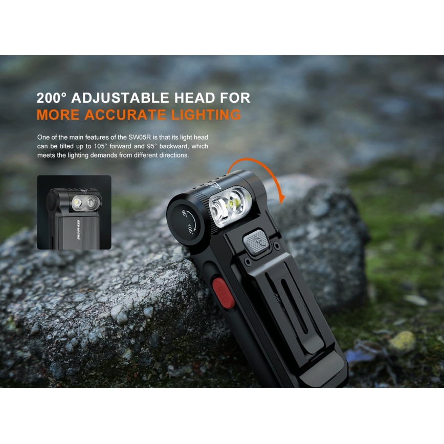 Fenix SW05RREDBLC - Torcia ricaricabile LED Dimmerabile LED/USB IPX6 150 lm 49 h 700 mAh nero