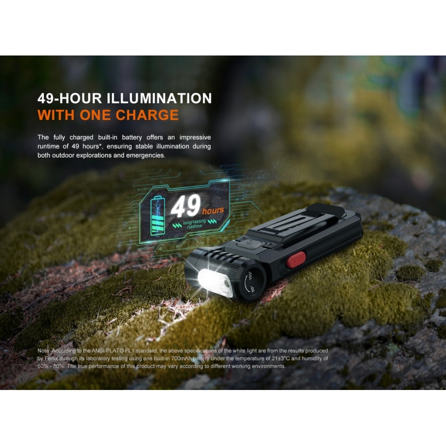 Fenix SW05RREDBLC - Torcia ricaricabile LED Dimmerabile LED/USB IPX6 150 lm 49 h 700 mAh nero