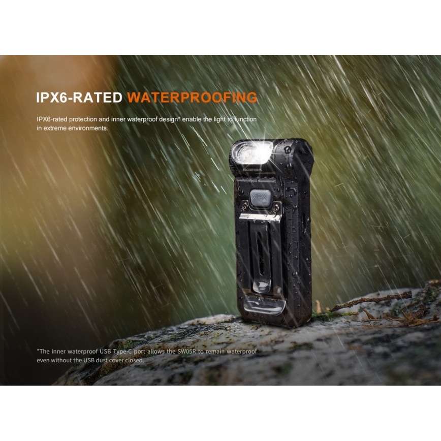 Fenix SW05RREDBLC - Torcia ricaricabile LED Dimmerabile LED/USB IPX6 150 lm 49 h 700 mAh nero