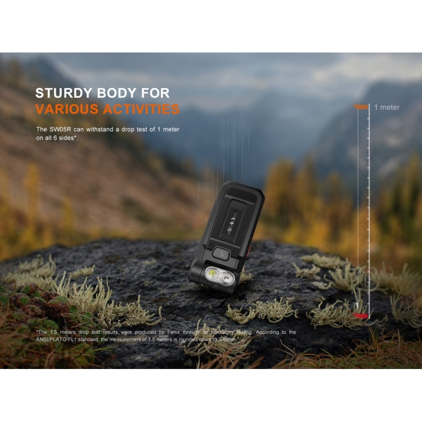 Fenix SW05RREDBLC - Torcia ricaricabile LED Dimmerabile LED/USB IPX6 150 lm 49 h 700 mAh nero
