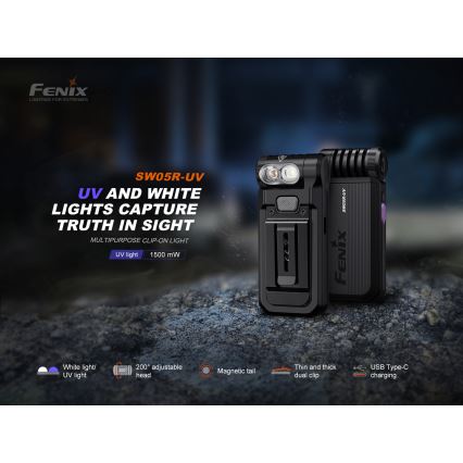 Fenix SW05RUVBLC - LED Dimmerabile ricaricabile torcia LED/USB IPX6 150 lm 49 h 700 mAh nero
