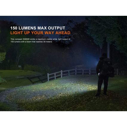 Fenix SW05RUVBLC - LED Dimmerabile ricaricabile torcia LED/USB IPX6 150 lm 49 h 700 mAh nero