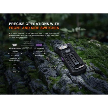 Fenix SW05RUVBLC - LED Dimmerabile ricaricabile torcia LED/USB IPX6 150 lm 49 h 700 mAh nero