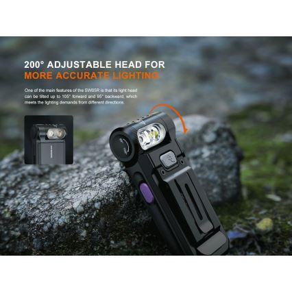 Fenix SW05RUVBLC - LED Dimmerabile ricaricabile torcia LED/USB IPX6 150 lm 49 h 700 mAh nero