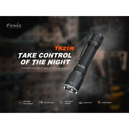 Fenix TK21RBLK - Torcia ricaricabile dimmerabile LED/USB 6000 mAh IP68 3600 lm 72,5 h nera