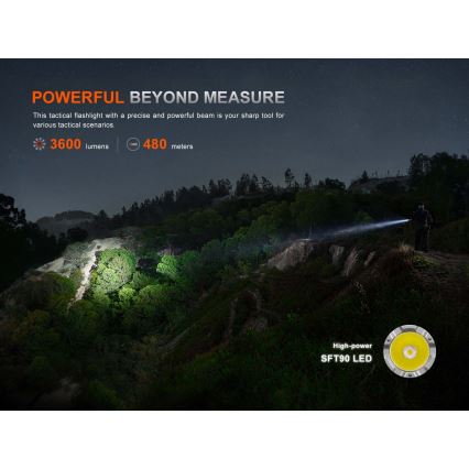 Fenix TK21RBLK - Torcia ricaricabile dimmerabile LED/USB 6000 mAh IP68 3600 lm 72,5 h nera