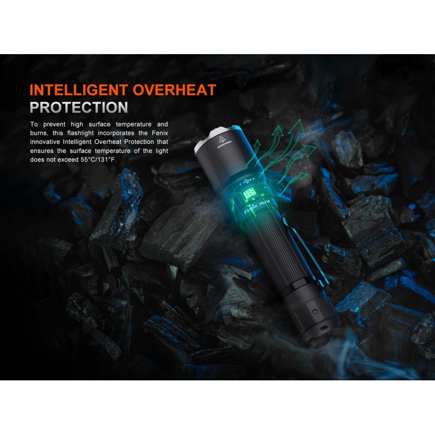 Fenix TK21RBLK - Torcia ricaricabile dimmerabile LED/USB 6000 mAh IP68 3600 lm 72,5 h nera