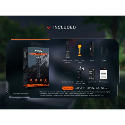 Fenix TK21RBLK - Torcia ricaricabile dimmerabile LED/USB 6000 mAh IP68 3600 lm 72,5 h nera