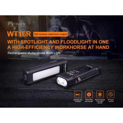 Fenix WT16R - Torcia LED ricaricabile 2xLED/USB IP66