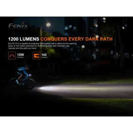 Fenix ​​​​BC21RV30 - Luce LED ricaricabile per bicicletta LED/USB IP68 1200 lm 33 ore