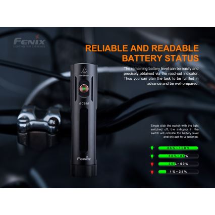 Fenix ​​​​BC26R - Luce LED ricaricabile per bicicletta LED/USB IP68 1600 lm 65 ore