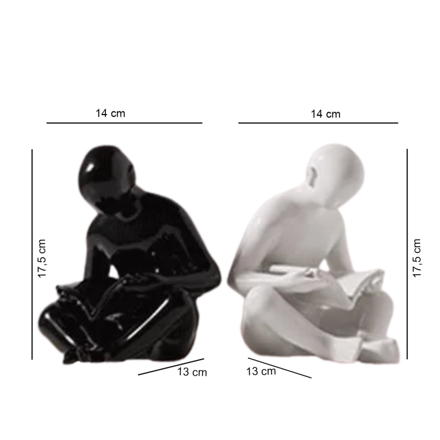 Fermalibri 17,5x13x14 cm nero/bianco