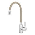 FERRO - Rubinetto per lavello con braccio flessible cromo lucido/beige