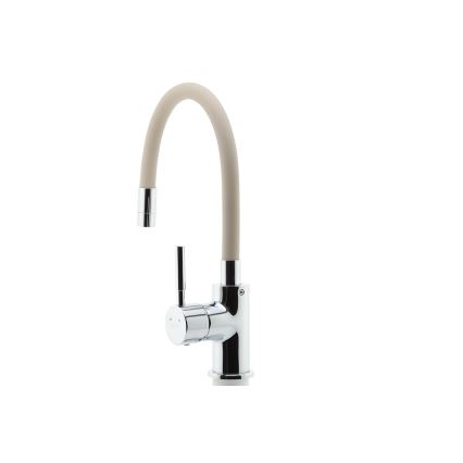FERRO - Rubinetto per lavello con braccio flessible cromo lucido/beige