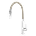 FERRO - Rubinetto per lavello con braccio flessible cromo lucido/beige