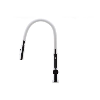 FERRO - Rubinetto per lavello con braccio flessible cromo lucido/bianco