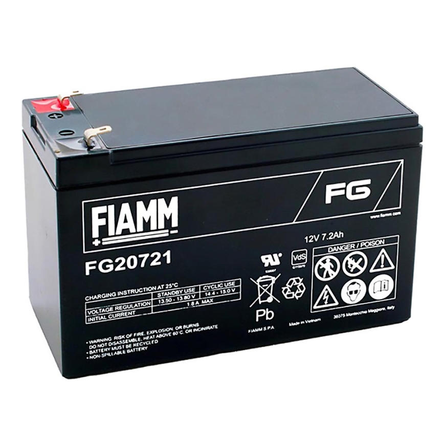 Fiamm FG20721 - Batteria al piombo 12V/7,2Ah/faston 4,7mm