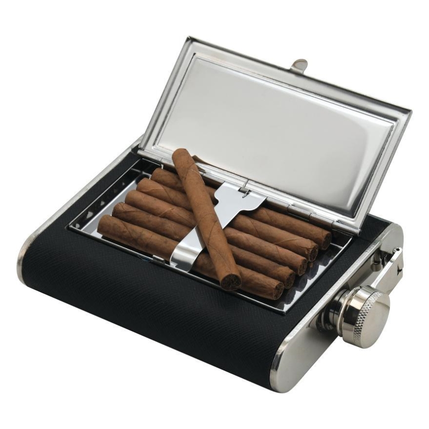 Fiaschetta con portasigari 175 ml nero
