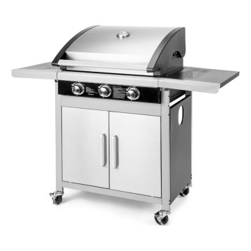 Fieldmann - Barbecue a gas 3 bruciatori cromo opaco