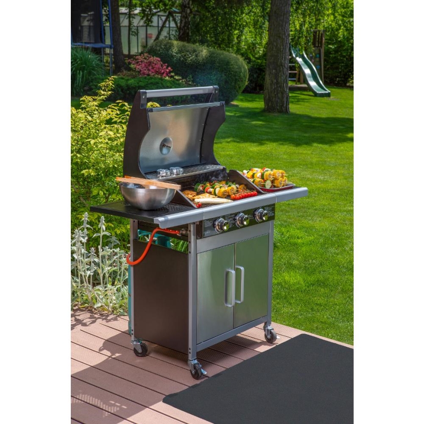 Fieldmann - Barbecue a gas 3 bruciatori cromo opaco