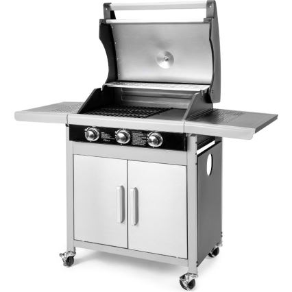 Fieldmann - Barbecue a gas 3 bruciatori cromo opaco