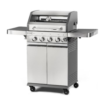 Fieldmann - Barbecue a gas con 5 bruciatori, finitura cromo opaco