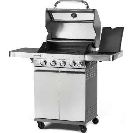 Fieldmann - Barbecue a gas con 5 bruciatori, finitura cromo opaco