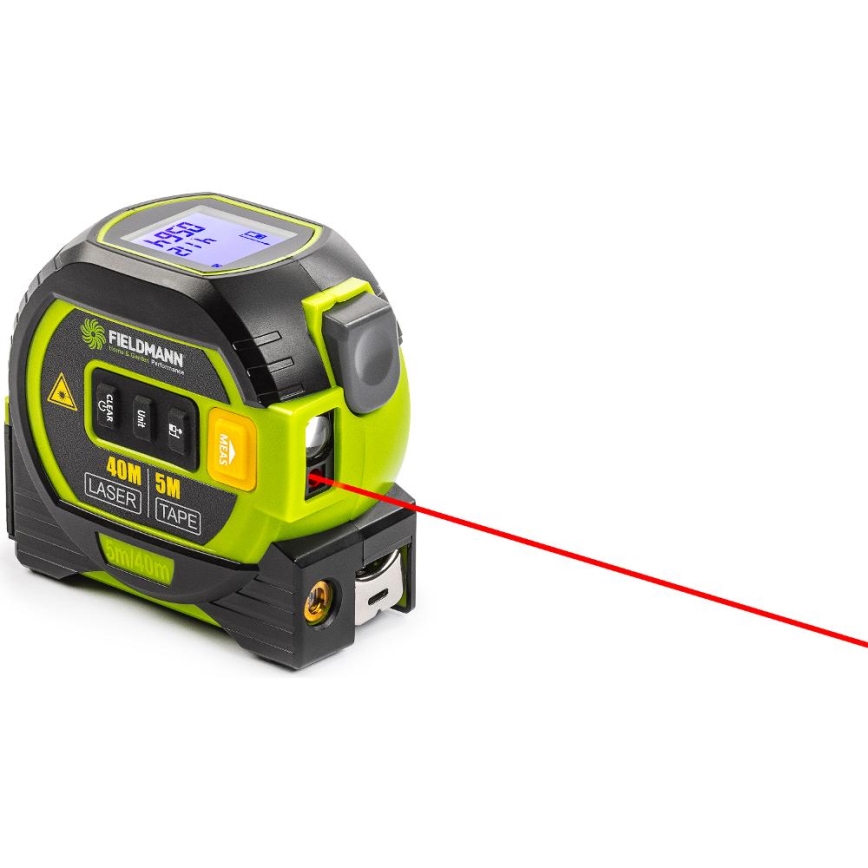 Fieldmann - Distanziometro laser con display a LED e misuratore a roulette 2xAA