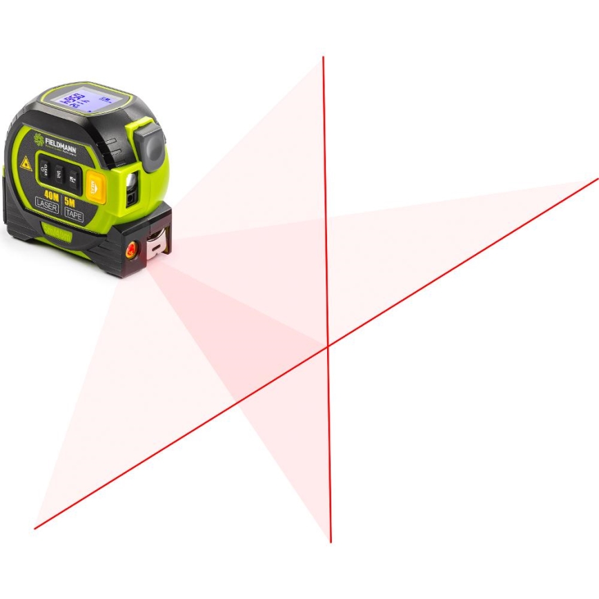 Fieldmann - Distanziometro laser con display a LED e misuratore a roulette 2xAA