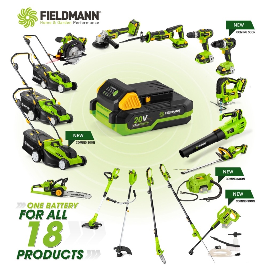 Fieldmann - Forbici per siepi telescopiche a batteria 20V