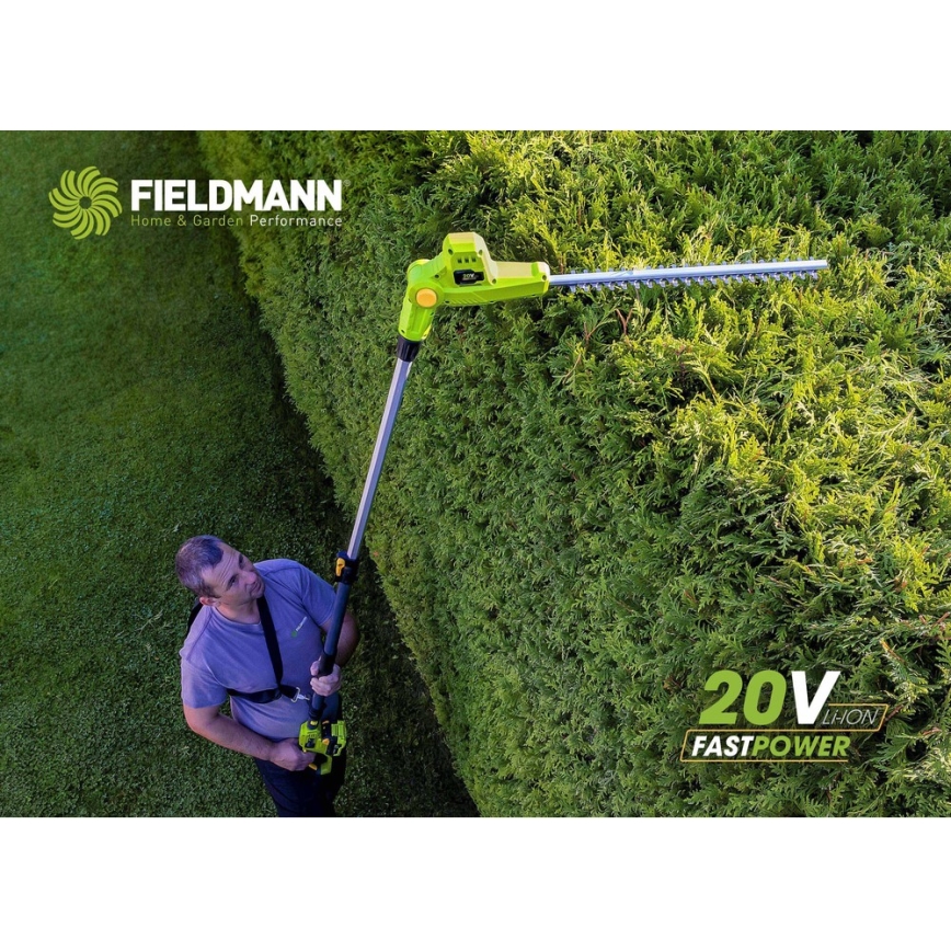 Fieldmann - Forbici per siepi telescopiche a batteria 20V