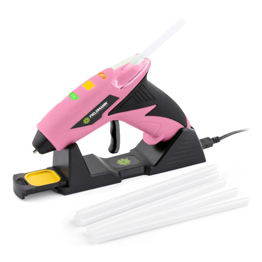 Fieldmann - Pistola per colla a caldo a batteria 4V 1500 mAh rosa