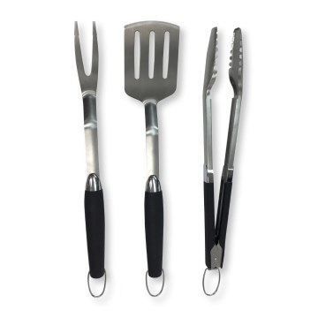 Fieldmann - Set di utensili per barbecue 3 pz in acciaio inox