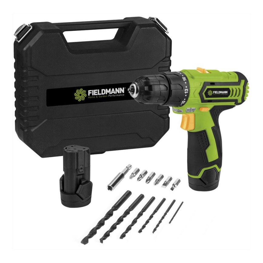 Fieldmann - Trapano a batteria con accessori 12V 1300 mAh