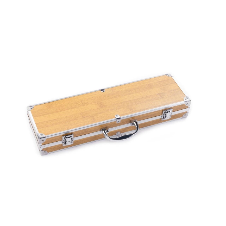 Fieldmann - Utensili per grigliare in acciaio inox con custodia 3 pz