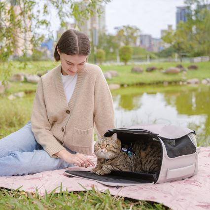Fikago - Borsa da viaggio per cani e gatti TRUFFLE Grigio