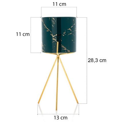 Fioriera in ceramica EMMA 28,3x11 cm verde/oro