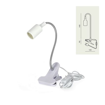 Flessibile lampada da tavolo con clip CLIP 1xE27/30W/230V bianco