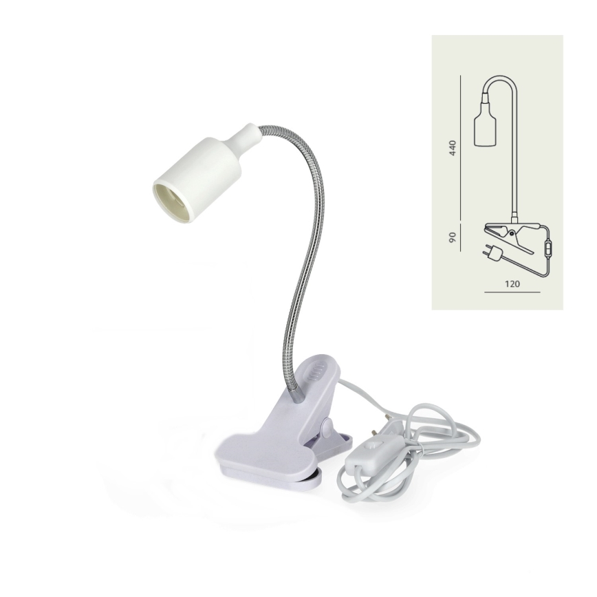 Flessibile lampada da tavolo con clip CLIP 1xE27/30W/230V bianco