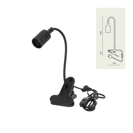 Flessibile lampada da tavolo con clip CLIP 1xE27/30W/230V nero