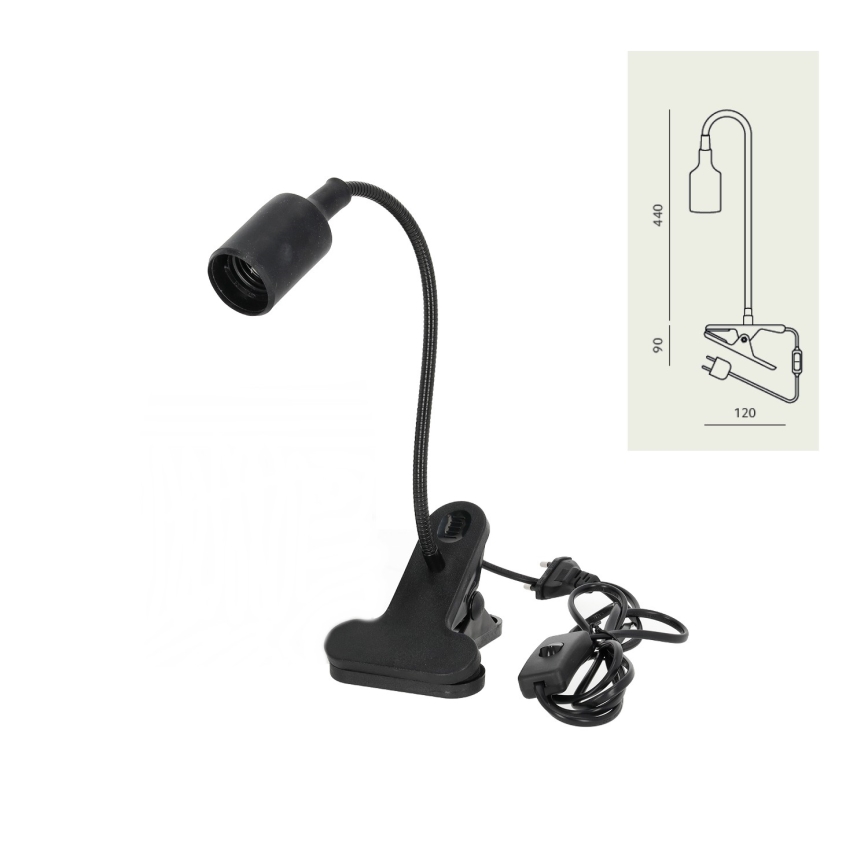 Flessibile lampada da tavolo con clip CLIP 1xE27/30W/230V nero