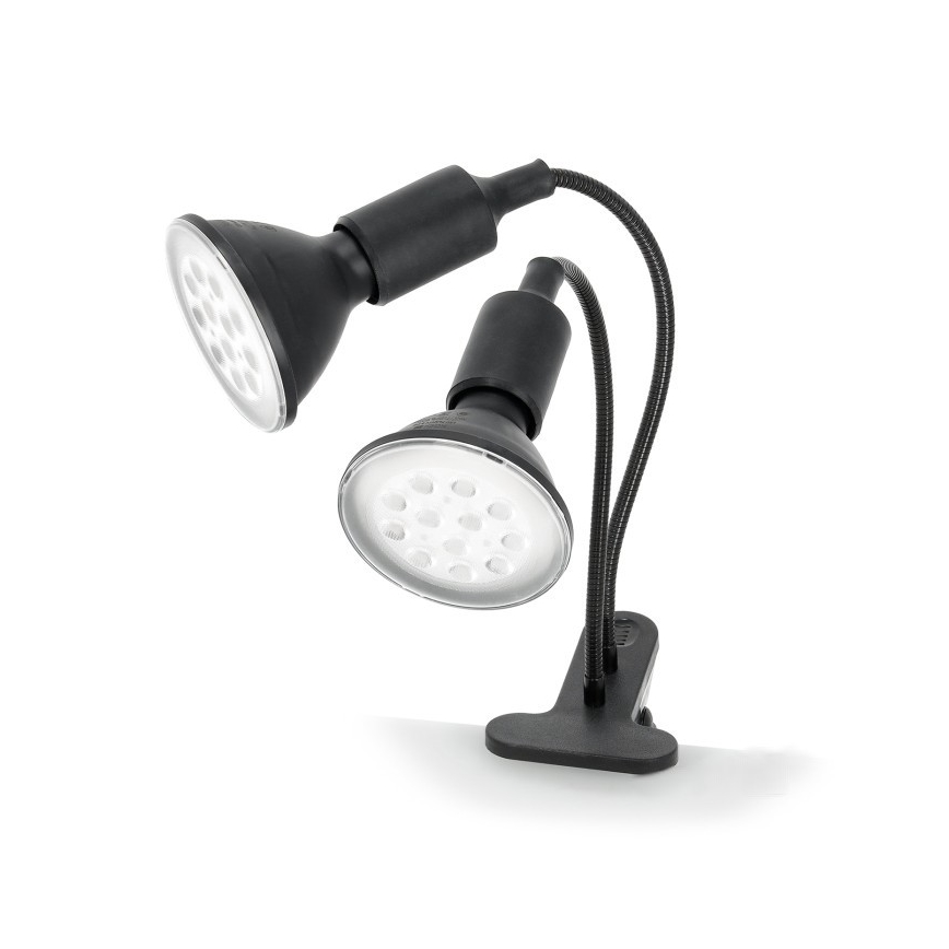 Flessibile lampada da tavolo con clip per la coltivazione di piante PLANTY 2xE27/30W/230V nero
