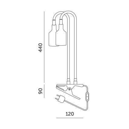Flessibile lampada da tavolo con clip per la coltivazione di piante PLANTY 2xE27/30W/230V nero